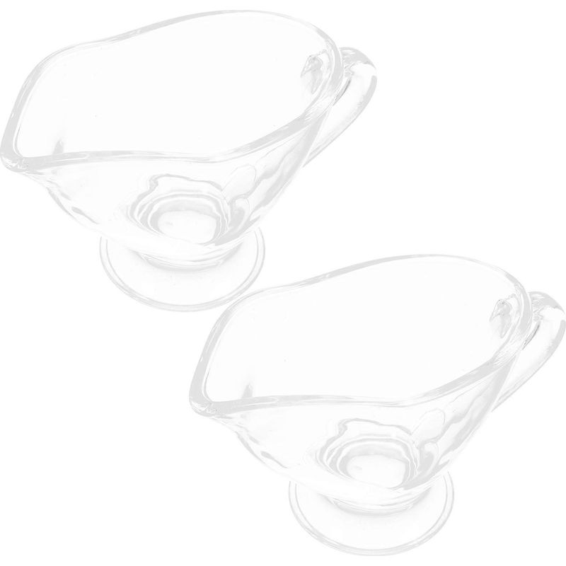 Set Aus 2 Transparenten Glas-saucenschüsseln Mit Griffen, Für Sauce, Kaffee, Milch Oder Sahne.