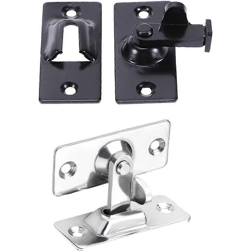 Set Aus 2 Massiven 90-grad-türschlössern Aus Edelstahl 304 Für Schiebetüren, Rechtwinklige Schnalle (schwarz + Silber)