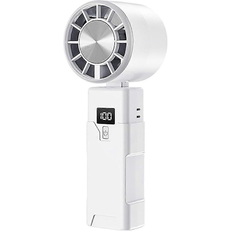 Tragbarer, Per Usb Aufladbarer, Faltbarer Tischventilator Mit Echtzeitanzeige Der Kühlleistung Und Leistungsregulierung.