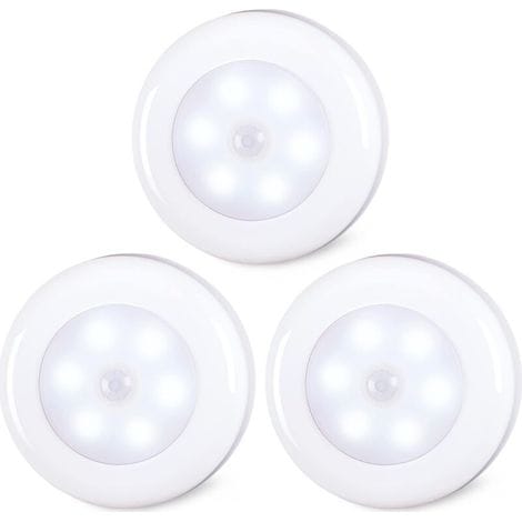 Set Mit 3 Bewegungsmeldern Für Den Innenbereich, Selbstklebend, Batteriebetrieben, Kabellose Led-leuchten Für Schränke, Treppen, Kleiderschränke, Küchen, Kaltweiß