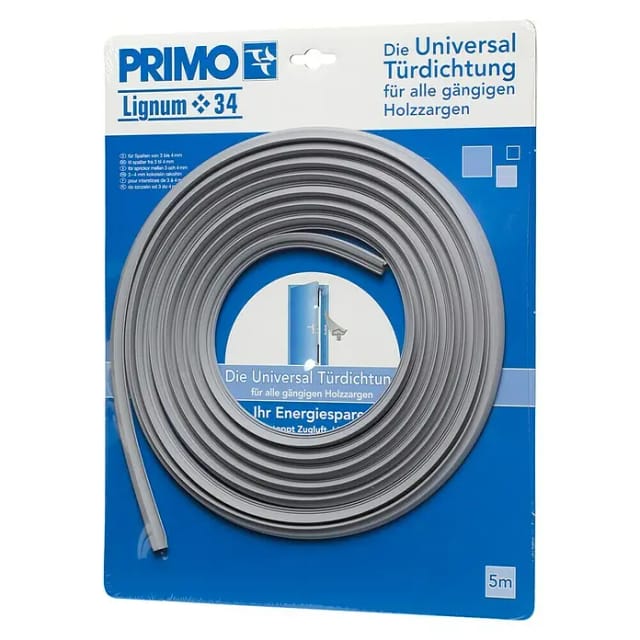 PRIMO Zimmertürdichtung Lignum 34 grau für 3–4 mm Nut 5 m