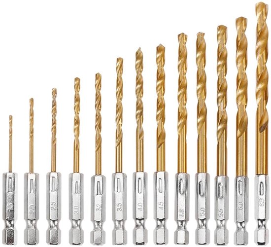 13 Teiliges Hss Metallbohrer Set Mit Titanbeschichtung, Für Metall, Holz Und Kunststoff
