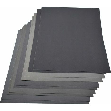 Packung Mit 10 Schleifpapierblättern, 230 X 280 Mm, Körnung 800–2000, Siliziumkarbid, Zum Nass- Und Trockenschleifen Von Holz, Metall Und Kunststoff