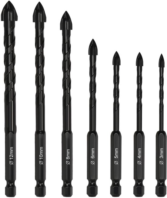 Dailygoods Fliesenbohrer Set, 7 Teilig Universelles Bohrer Set Für Heimwerker Verschiedene Größen Für Beton Und Glas Zum Bohren...
