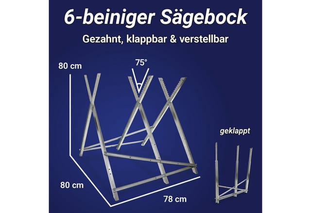 Sägebock Arbeitsbock Holzsägebock Holzschneidebock mit Haltezacken Klappbock klappbar Brennholz bis Ø26 cm max.150kg 80x82x82 cm - Bituxx