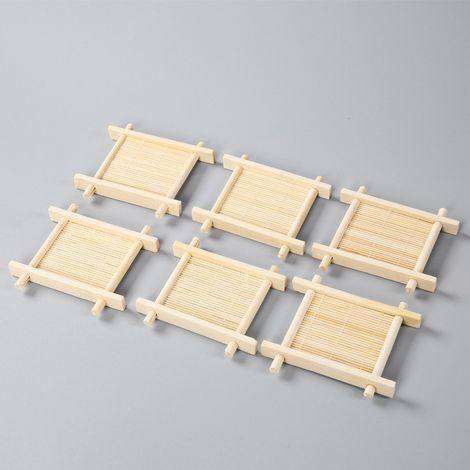 Set Mit 6 Kung-fu-untersetzern – Espresso-untersetzer Aus Bambus, Holzuntersetzer, Geeignet Für Kleine Teegläser (schachbrettmuster)