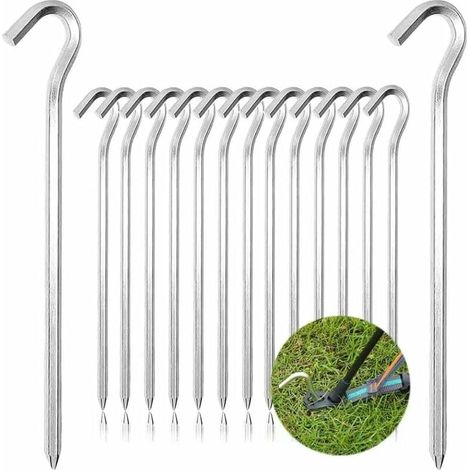 20 Heringe, Leichtes Aluminium, Verstärkte Spitze, Rutschfester Haken, Camping & Garten