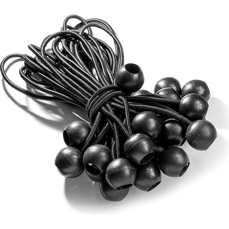50 Cm Elastisches Bungee-seil, Schwarzes Gummiseil, 2,75 Cm Kugel, 40 Cm Verlängerung, Für Zelte, Planen, Camping