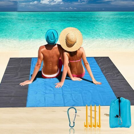 1 Stranddecke, Wasserdicht, Sandabweisend, 210t Polyester, Mit 4 Heringen, Für Camping Und Picknicks