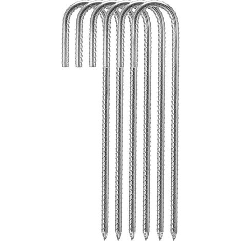 Set Mit 6 Erdankern Aus Verzinktem Stahl Mit Abgeschrägter Spitze, 30 Cm, Für Trampolin, Zelt, Zaun