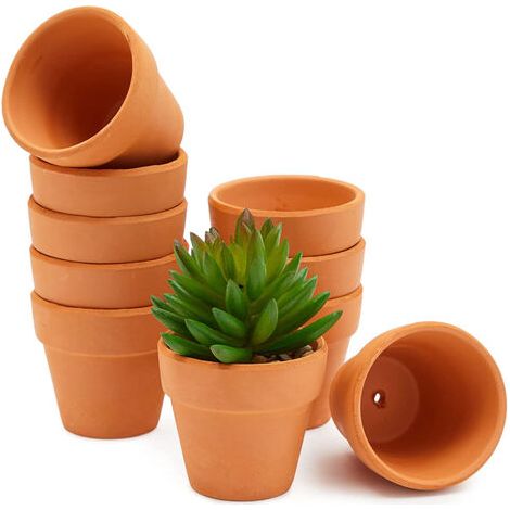 Set Mit 10 Terrakottatöpfen, Abflussloch, 4,5 Cm Durchmesser, Für Sukkulenten, Für Drinnen Und Draußen