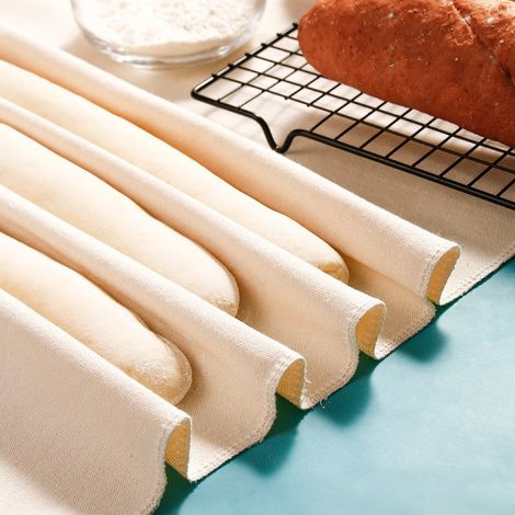 Set Mit 2 Stück - Große Teigmatte Für Baguette/europäisches Brot, Aus Reiner Baumwolle, 90 Cm Lang X 66 Cm Breit.