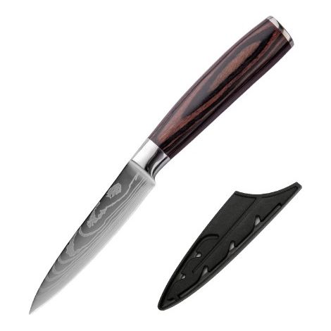 1 Kochmesser, Klinge Aus Edelstahl, Damastmuster, Ergonomischer Holzgriff, Profiküche