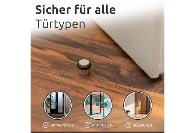 Türstopper Boden zum Schrauben 2x Türaufhalter Edelstahl Ø20x25mm gebürstet