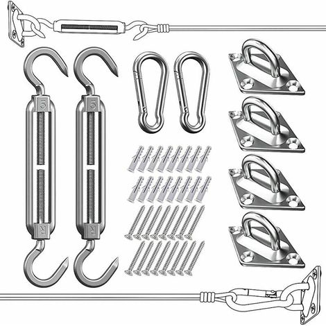 Befestigungsset Für Sonnensegel, Edelstahl 304, Verstellbarer Spanner, Ösen Und Karabinerhaken, Für Garten Und Terrasse