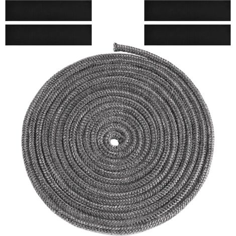 Geflochtene Dichtung Für Kamineinsätze Und Öfen, 6 Mm X 3 M Glasfaserdichtung Mit 4 Streifen, Feuerfeste Dichtung, Kamineinsatzdichtung Für Holzöfen, Kamin, Hitzebeständig Bis 600 °c
