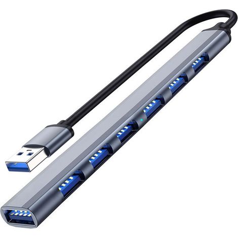Aluminium Usb 3.0 Hub Mit 7 Anschlüssen, Kompatibel Mit Laptops, Pcs, Mac Pro, Mac Mini, Imac Und Surface Pro.