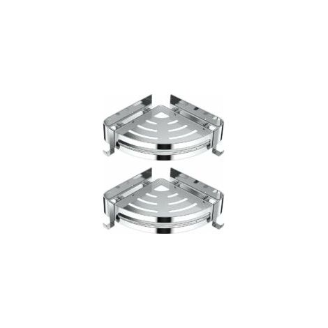 Eckduschablage, Kein Bohren Erforderlich, Aus Edelstahl 304, Mit 4 Haken Und Shampoo-halter, 2er-set (silber).