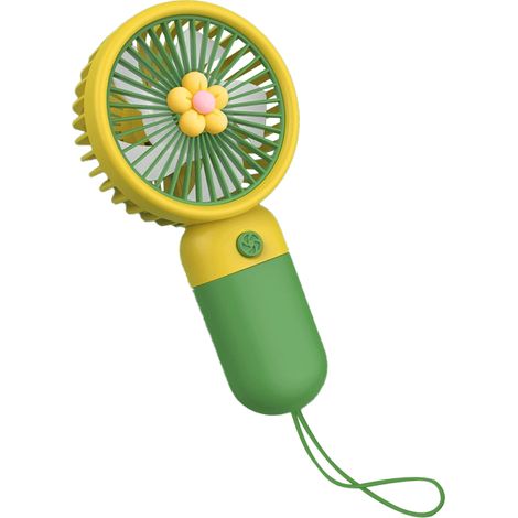 1 Mini-ventilator, Blumenmuster, Usb-aufladbar, Abnehmbarer Standfuß, Für Den Innen- Und Außenbereich Geeignet