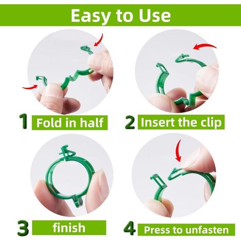 Kunststoff-stützclips – Zur Unterstützung Von Kletterpflanzen, Tomatenpflanzen, Gemüse Und Gartenpflanzen – 200 Stück, Grün
