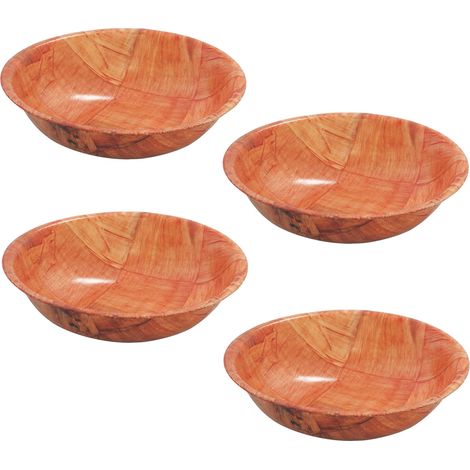 Set Mit 4 Geflochtenen Salatschüsseln Aus Holz, 15 Cm, Robustes Design Für Profiküchen Und Den Privaten Gebrauch