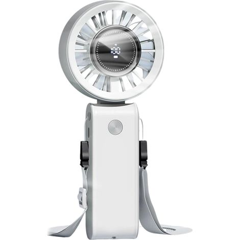 1 Tragbarer Ventilator, 5 Geschwindigkeitsstufen, 180° Faltbar, 5000mah Akku, Zur Verwendung In Der Hand, Am Schreibtisch, Um Den Hals Oder Am Gürtel, Ideal Für Sommer, Strand Und Reisen.