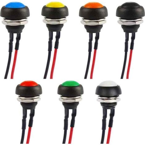 Set Mit 7 Drucktastern, Wasserdicht, 12 Mm Durchmesser, Rund, Für Elektronikprojekte, Diy