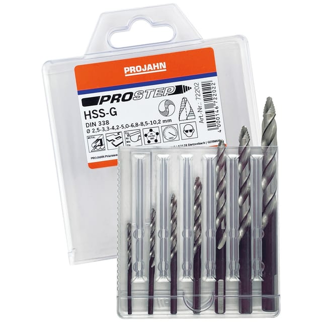 Spiralbohrer Set DIN338 hss-g prostep 7-tlg. ø 2,5 - 3,3 - 4,2 - 5,0 - 6,8 - 8,5 - 10,2 mm - Projahn