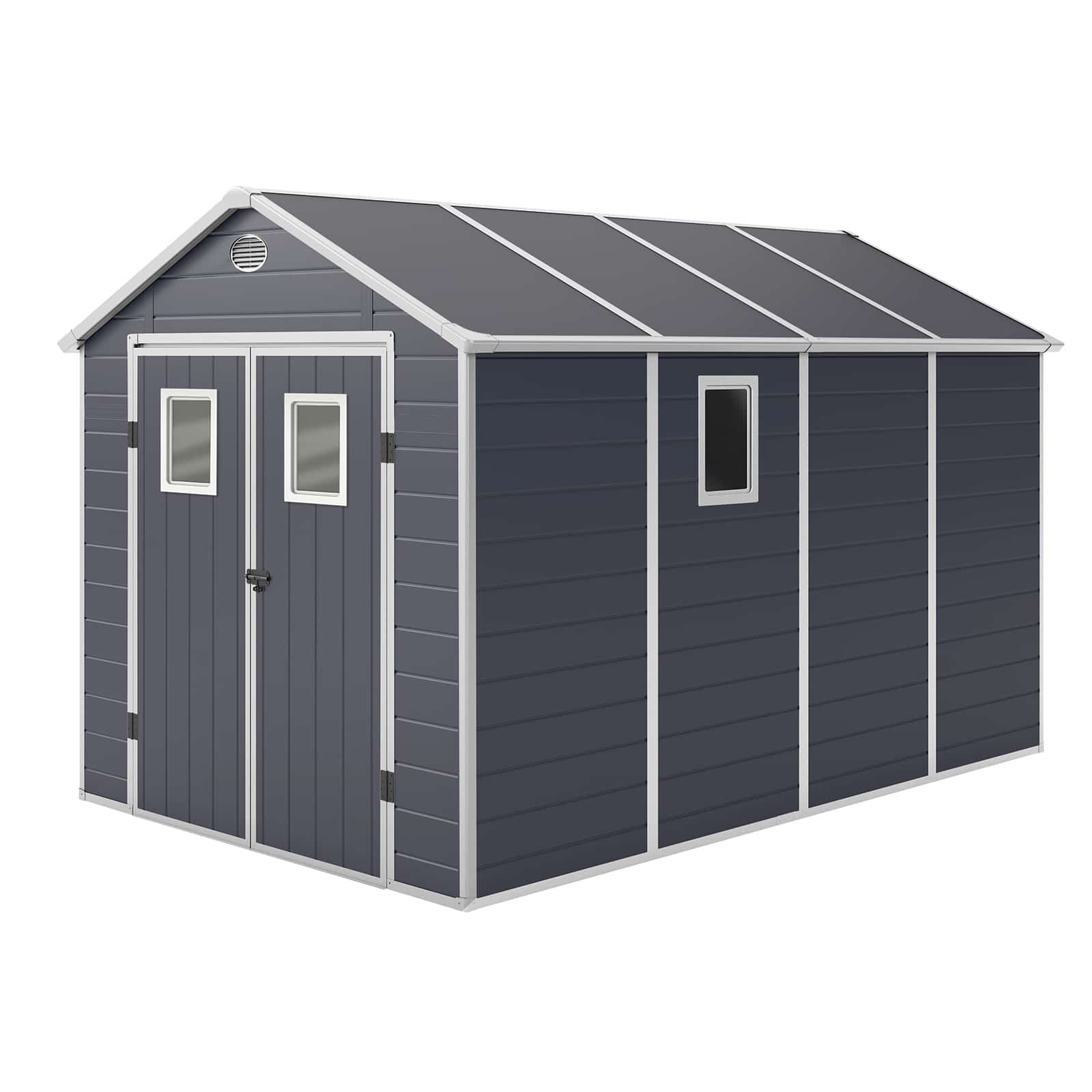 Gartenhaus Aus Harz Gardiun Zoe D 8,90 M² 242x368x239 Cm Mit Boden Anthrazit Grau