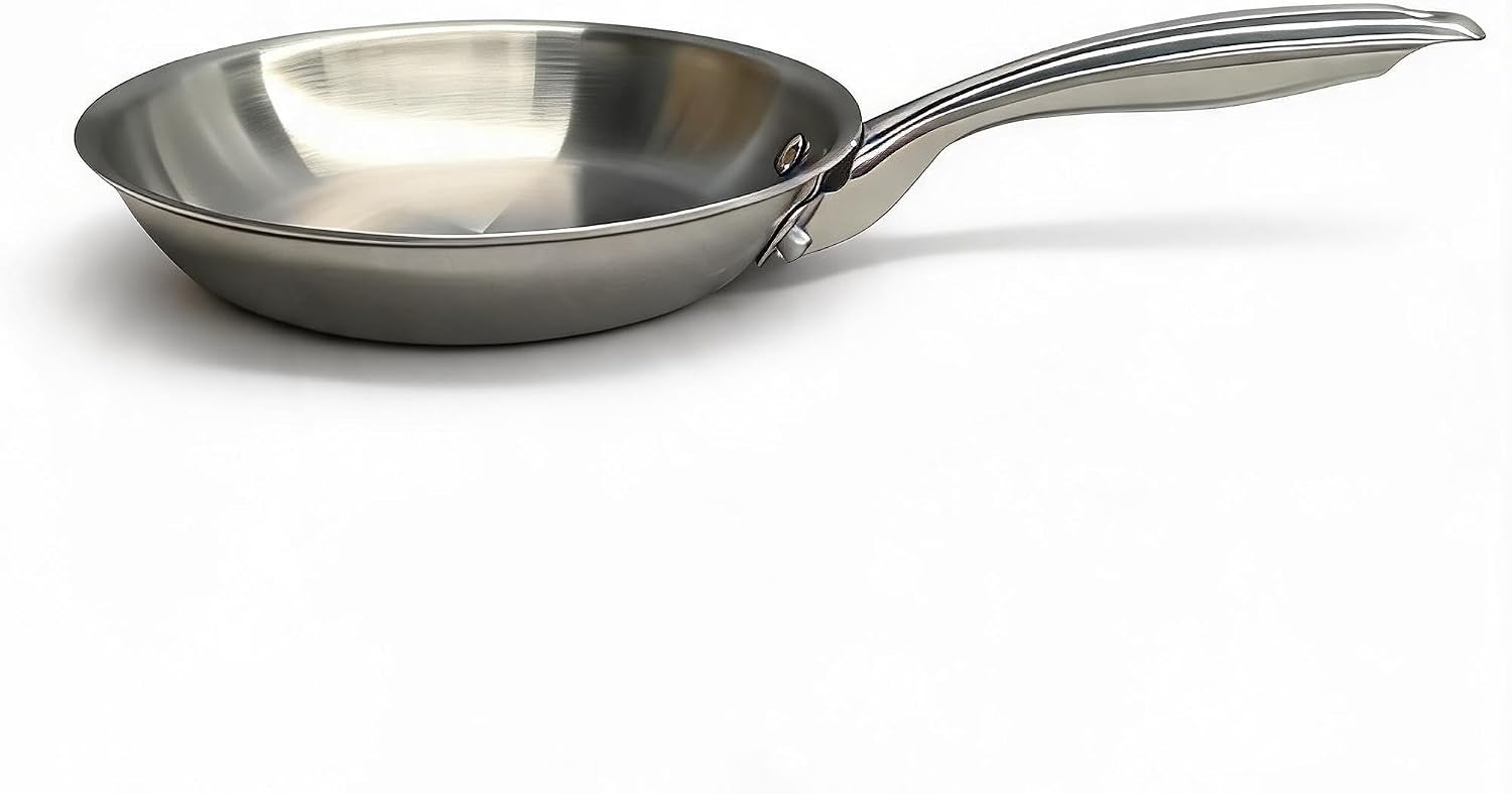 25 cm Beschichtungsfreie Edelstahl‑bratpfanne, Kühle Griffe, Gleichmäßige Wärmeverteilung, Ofen‑ Und Spülmaschinenfest, Für Alle Herdarten