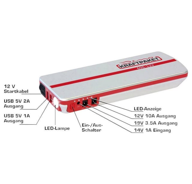Dino KRAFTPAKET Starthilfegerät mit Powerbank 12V 600A