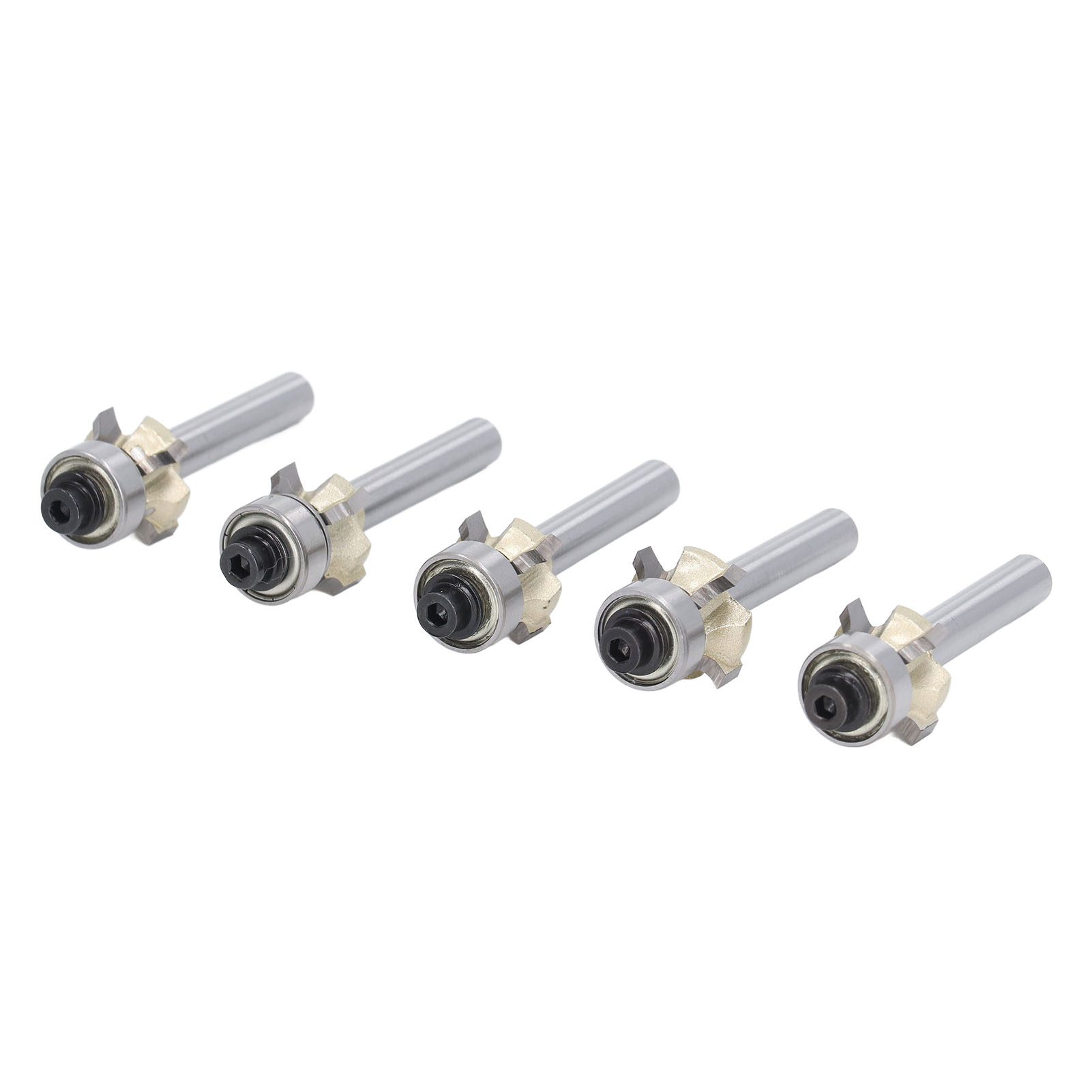 5-teiliges Abrundfräser-set, 1/4"-schaft, 4 Schneiden, Eckfräser, Kantenbearbeitungsfräser, Nutfräser, Holzbearbeitungswerkzeuge