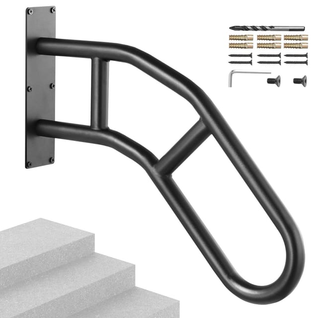 Handläufe Für Außentreppen, 73,7 Cm Lange Sicherheitsgeländer Zur Wandmontage Für 1–3 Stufen, U-förmiger Handlauf Mit Mattschwarzer Oberfläche, Treppenhandläufe Für Kinder, Senioren, Schwangere Und Be