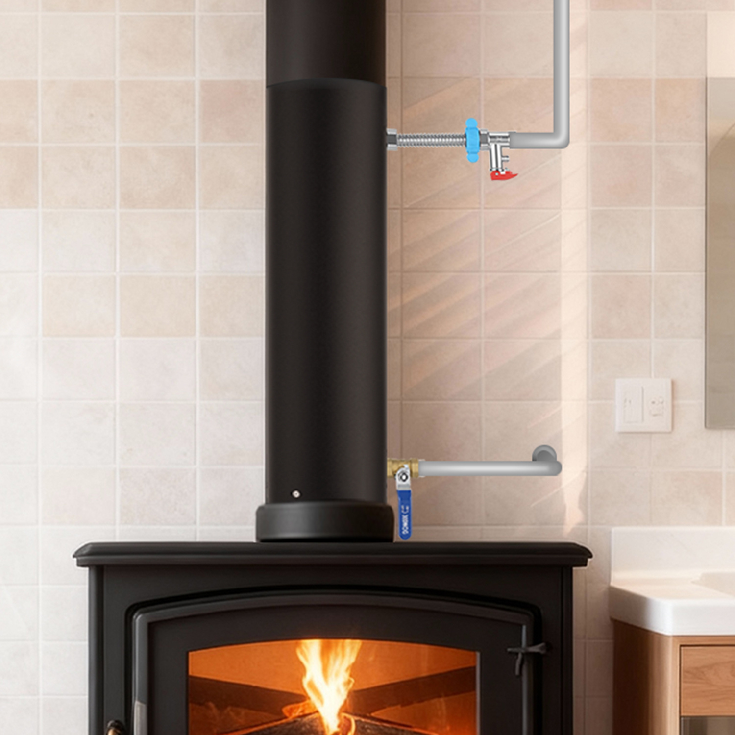 Jiubiaz Ofenrohr 150 Mm Mit Edelstahlspirale Zur Wärmerückgewinnung