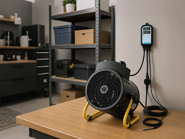 Jiubiaz Gewächshausheizung 2000 W Mit Digitalthermostat, Lüfter Und Heizmodus