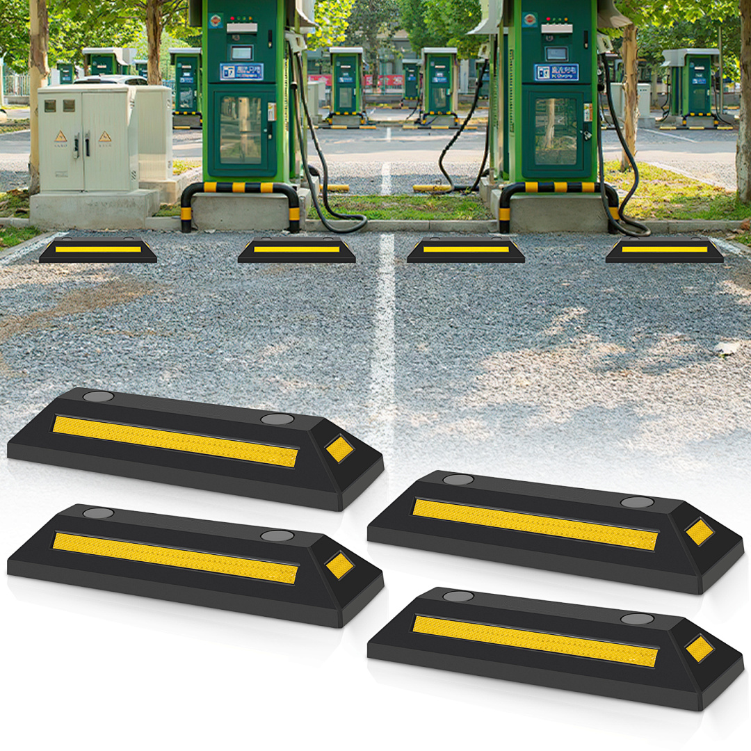 Jiubiaz 4x Radstopper Abstand Anfahrschutz Set Reflexband Schwarz Ebonite-hartkautschuk