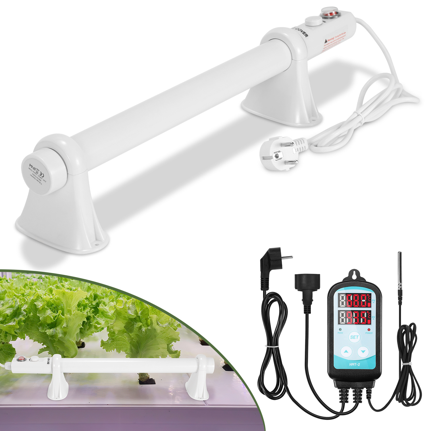 Jiubiaz Rohrheizung 55w Für Gewächshaus, Regelbarer Frostwächter 50 Cm, 220–240v
