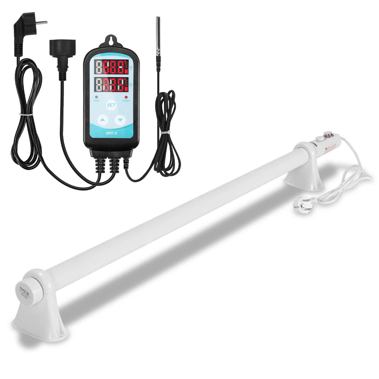 Jiubiaz Gewächshausheizung 135w, Rohrheizung 1000 Mm Mit Thermostat 0–90 °c, Weiß