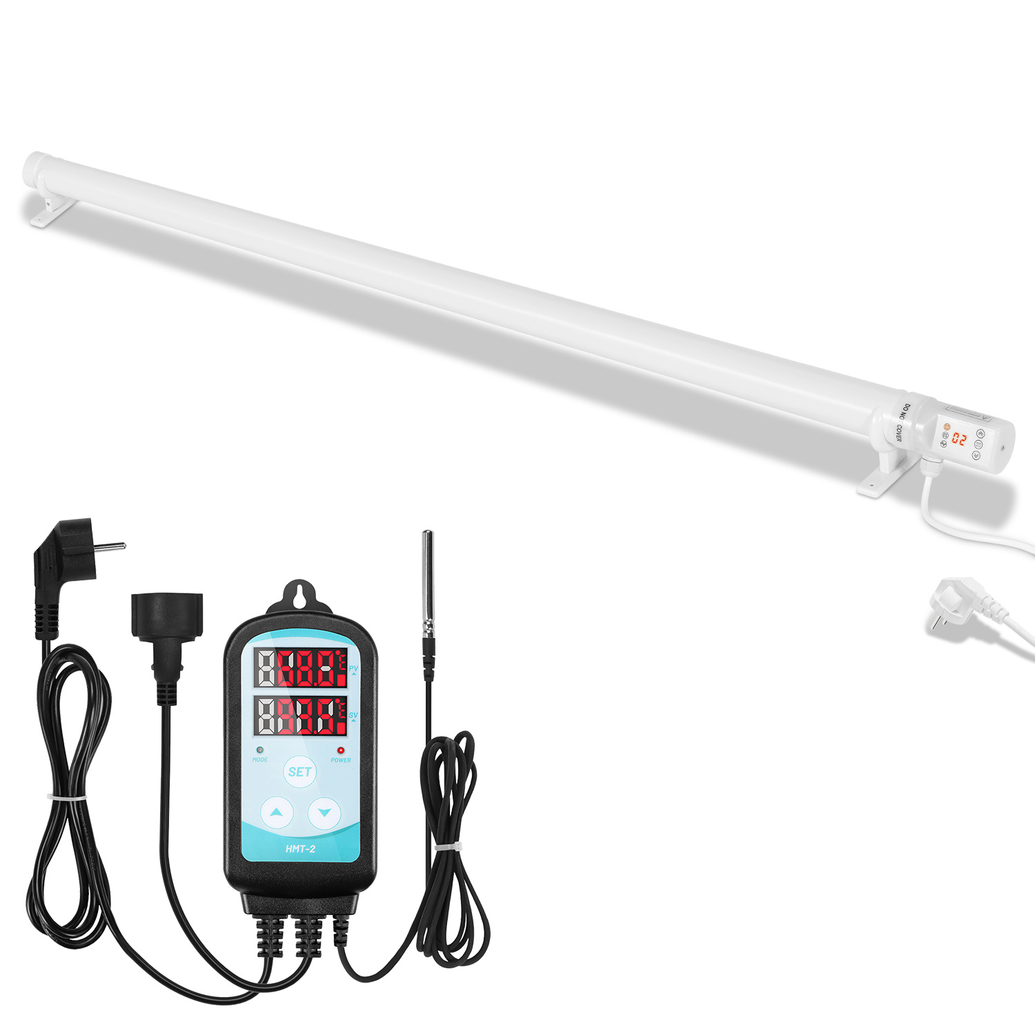Jiubiaz Gewächshausheizung 240w Mit 24-stunden-timer, Rohrheizung 1250 Mm, Weiß