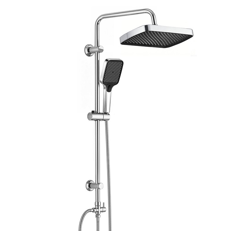 Joho Duschsystem Regendusche Ohne Armatur, 32x21cm Kopfbrause , Handbrause 3 Strahlarten, Chrom, Ideal Zum Nachrüsten