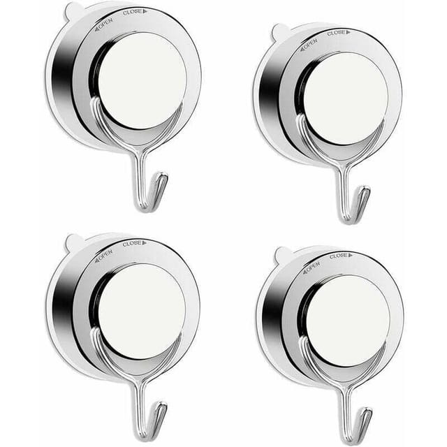 4 ganci a ventosa, ventose argentate con ganci in metallo, supporti a ventosa riutilizzabili per cucina, bagno, doccia, ghirlanda