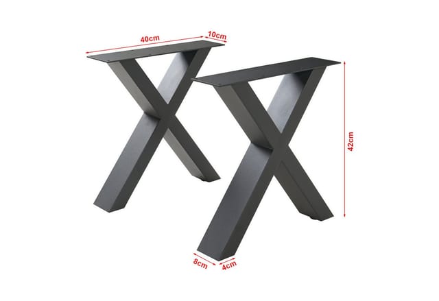 [en.casa] - Tischgestell 2er Set Maribo 42x40cm Schwarz