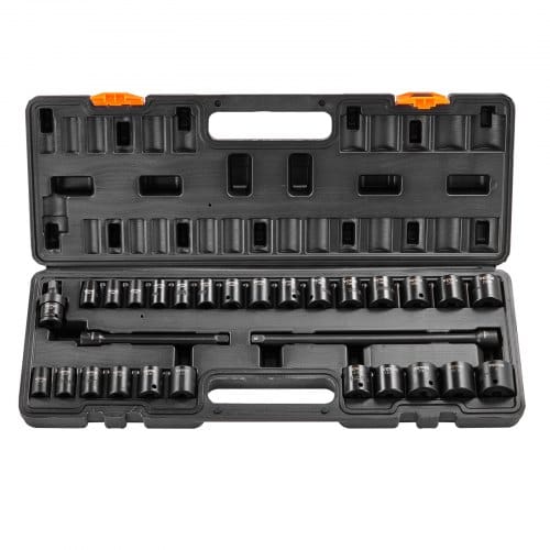 3/8 Zoll Antriebs-schlagsteckschlüsselsatz, 29-teiliger Flacher Steckschlüsselsatz Sae 3/8-1 Zoll Und Metrisch 8-22 Mm, 6-punkt-cr-v-legierungsstahl Für Autoreparatur, Inkl. Aufbewahrungskoffer