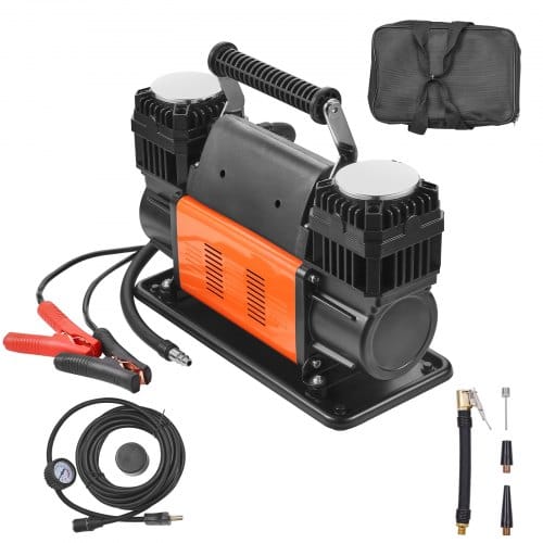 Vevor 10,6 Cfm Hochleistungs-luftkompressor, 30 S Schnelles Aufpumpen Tragbarer Reifenfüller Mit Zwei Zylindern, 12 V 150 Psi Offroad-luftpumpe Mit Adaptern Für Lkws, Autos, Suvs, 4 X 4-fahrzeuge