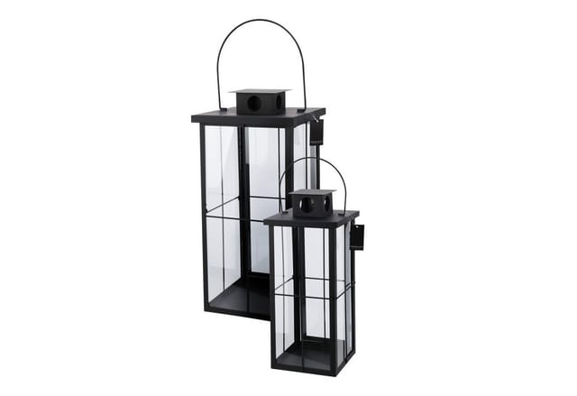 Mojawo - 2tlg Metall Laternen Set Schwarz H58/45cm-MMC8154
