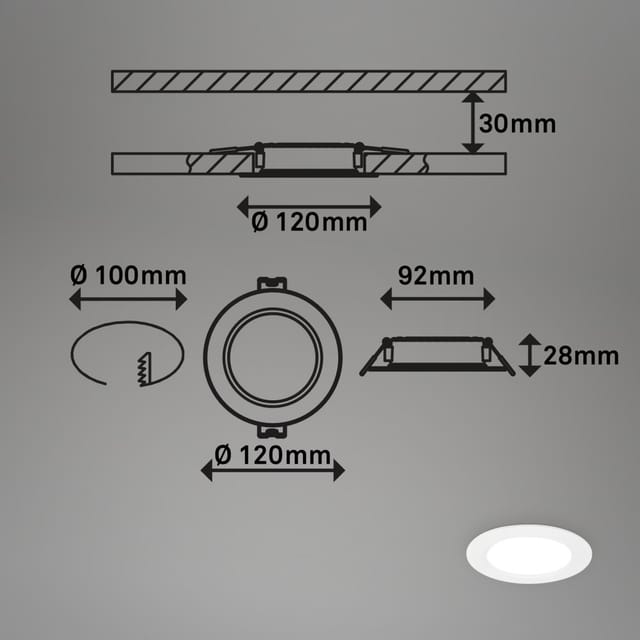 Briloner - 3er Set led Einbaustrahler 230V led Einbauleuchten Spots Flach Neutralweiß