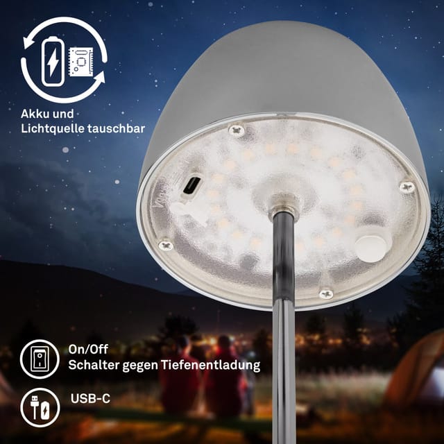 Briloner - Brilloner LED-Tischlampe Serina unplugged 2,5W, dimmbar, IP44, chrom Dekorative Leuchten