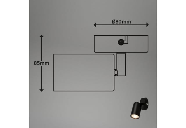 Wandleuchte innen schwenkbar, GU10 Fassung, max.9W, Wohnzimmerlampe, Lampe, Wandlampe, Küchenlampe, Flurlampe, Schlafzimmer, 8x15,5 cm, Schwarz