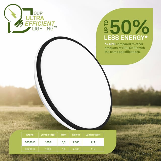 Pulap a eek a led Deckenlampe, eek a, 50.000h Licht, Indirektes Licht, Neutralweißes Licht, schwarz, Ø33 x 6 cm - Briloner