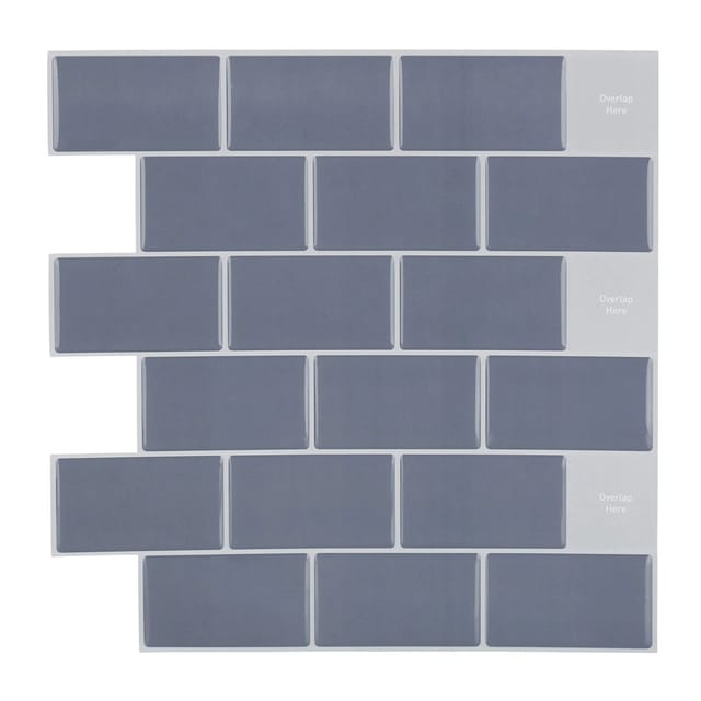 Relaxdays - Fliesenaufkleber, 10er Set, selbstklebend, Küche & Badezimmer, 30,5 x 30,5 cm, 3D, Subway Klebefliesen, grau